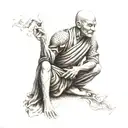 burning monk meditating tattoo design idea