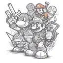 Incorporate iconic symbols from both Super Mario and Teenage Mutant Ninja Turtles into a tattoo design tattoo design idea