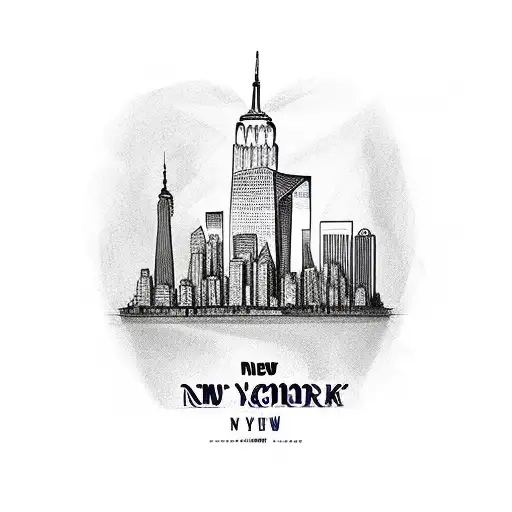 New York Giants logo integrated with a sketch of iconic New York City landmarks tattoo design idea