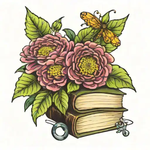 books common zinnias  tattoo design idea
