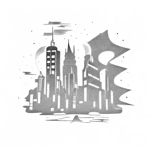 "Ghetto Fireman" with downtown skyline tattoo design idea