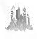 "Ghetto Fireman" with downtown skyline tattoo design idea