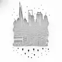 "Ghetto Fireman" with downtown skyline tattoo design idea