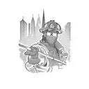 "Ghetto Fireman" with downtown skyline tattoo design idea