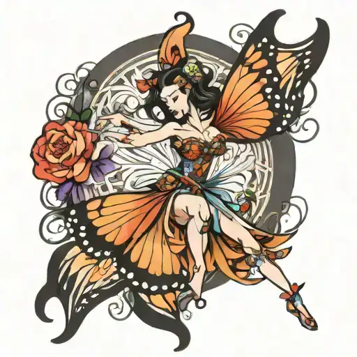 butterfly dancer tattoo design idea