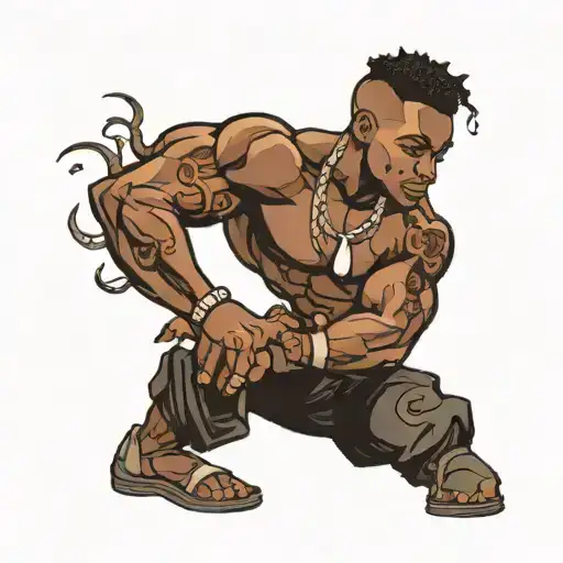 muscular black boy dancing  tattoo design idea