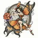 butterfly dancer tattoo design idea