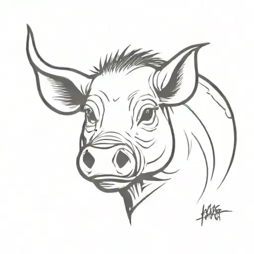 japanese warthog head tattoo design idea