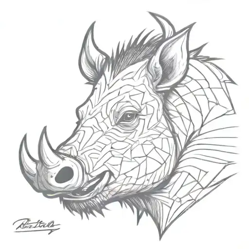 warthog head tattoo design idea