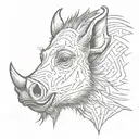warthog head tattoo design idea
