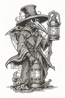 plague doctor with lantern tattoo design idea