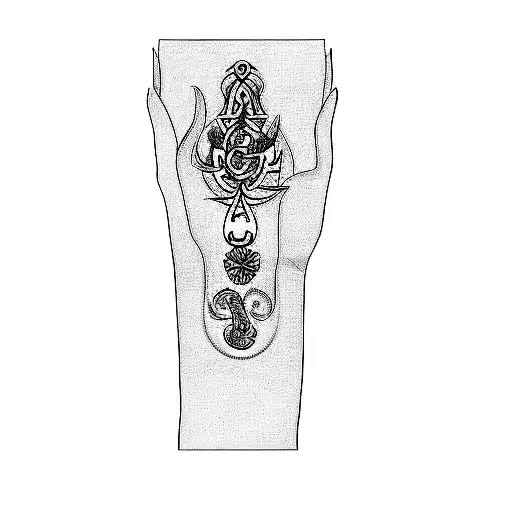 a tattoo of an om symbol and other Hindu gods  tattoo design idea