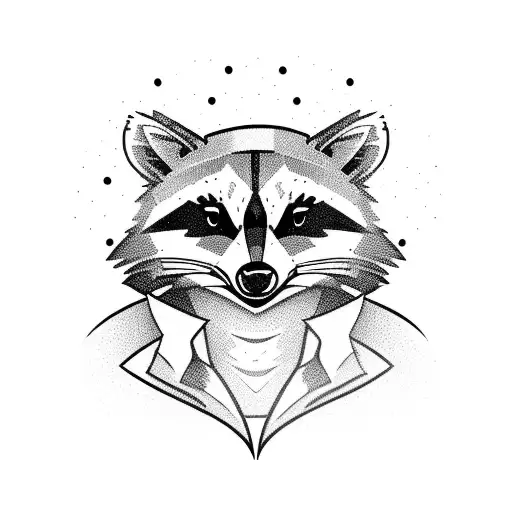 cartoony raccoon with a cowboy hat and bandana tattoo design idea