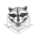 cartoony raccoon with a cowboy hat and bandana tattoo design idea