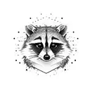 cartoony raccoon with a cowboy hat and bandana tattoo design idea