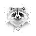 cartoony raccoon with a cowboy hat and bandana tattoo design idea