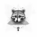 cartoony raccoon with a cowboy hat and bandana tattoo design idea