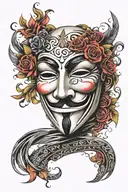 v for vendetta mask tattoo design idea