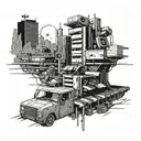 A futuristic cyberpunk anime cityscape with pixelated gaming elements integrated, featuring Obito, Itachi, and Minato as larger-than-life characters tattoo design idea