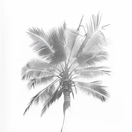 Palm Tree with little airplane and lines around tattoo design idea