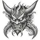 oni demon mask tattoo design idea