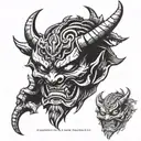 oni demon mask tattoo design idea
