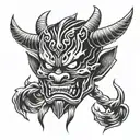 oni demon mask tattoo design idea