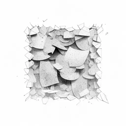 scattered in mid air few broken glass chunks no object tattoo design idea