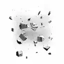 scattered in mid air few broken glass chunks no object tattoo design idea