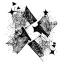 scattered in mid air broken glass chunks no object tattoo design idea