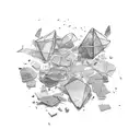 scattered broken glass pieces no object tattoo design idea