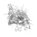 scattered broken glass pieces no object tattoo design idea