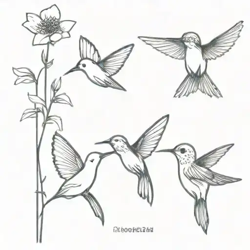 Match and a butterfly and hummingbird tattoo design idea