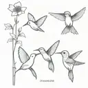 Match and a butterfly and hummingbird tattoo design idea