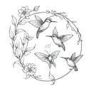 Match and a butterfly and hummingbird tattoo design idea