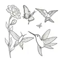 Match and a butterfly and hummingbird tattoo design idea