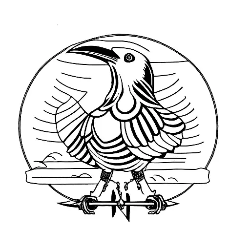 blacksmith anvil and raven tattoo design idea