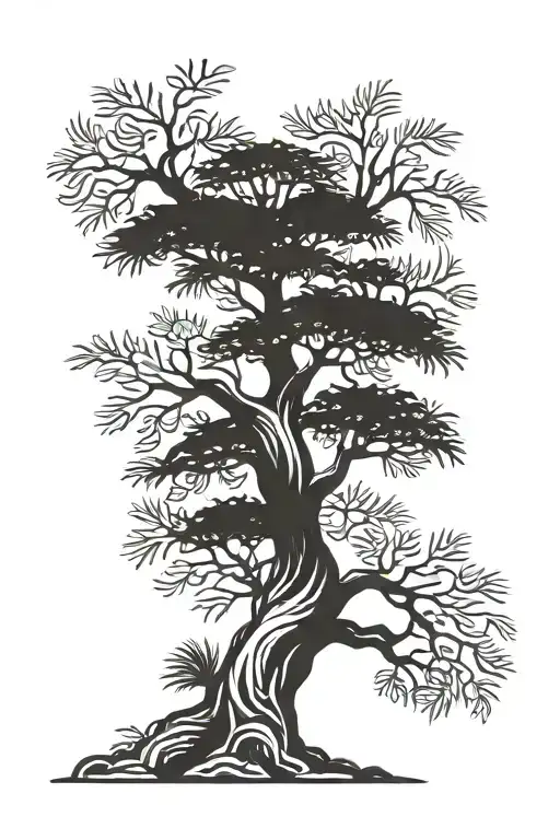 a Araucaria tree. using Native Brazilian imagery tattoo design idea
