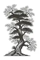 a Araucaria tree. using Native Brazilian imagery tattoo design idea