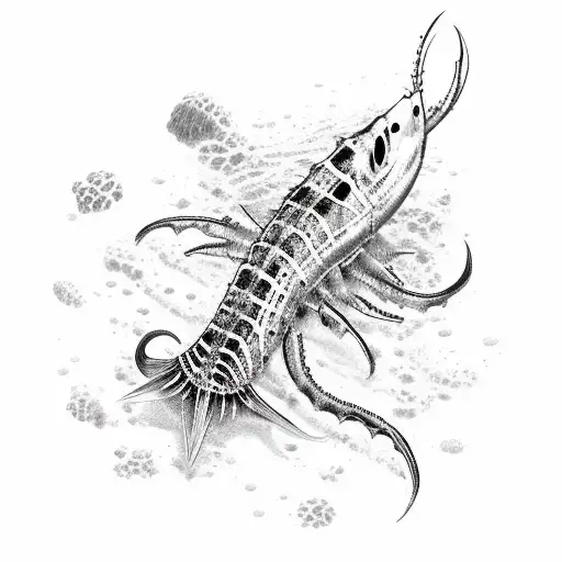sea scary creatures, full sleave tattoo design idea