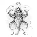 sea scary creatures tattoo design idea
