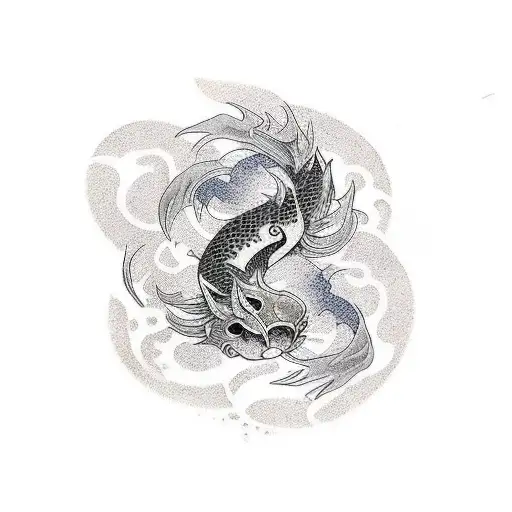 Spore Print with eternal koi fish tattoo design idea