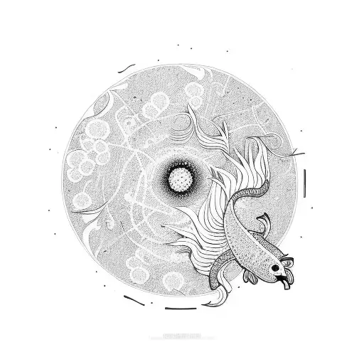 Spore Print with eternal koi fish tattoo design idea