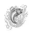 Spore Print with eternal koi fish tattoo design idea