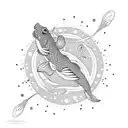 Spore Print with eternal koi fish tattoo design idea