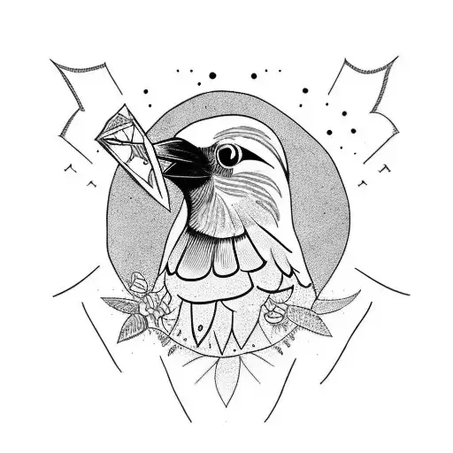 crow black upside a ampulheta in trash polka mode tattoo design idea