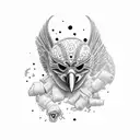 crow black upside a ampulheta in trash polka mode tattoo design idea