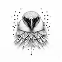 crow black upside a ampulheta in trash polka mode tattoo design idea