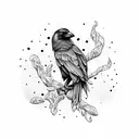 crow black upside a ampulheta in trash polka mode tattoo design idea