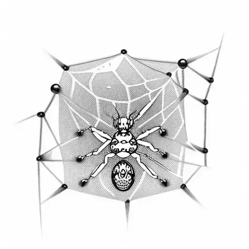 A chain-link bracelet with spiders hanging from each link tattoo design idea